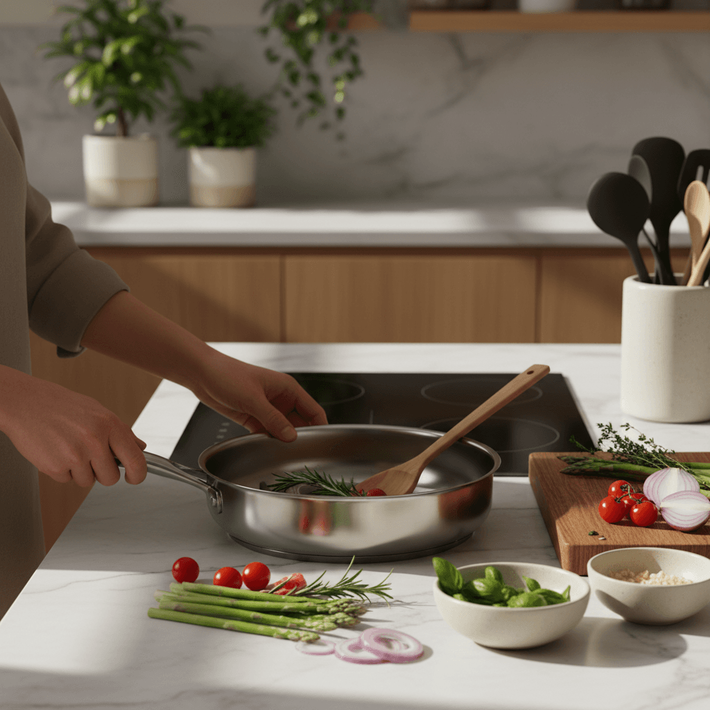 Steaming stock pot on a gas stove