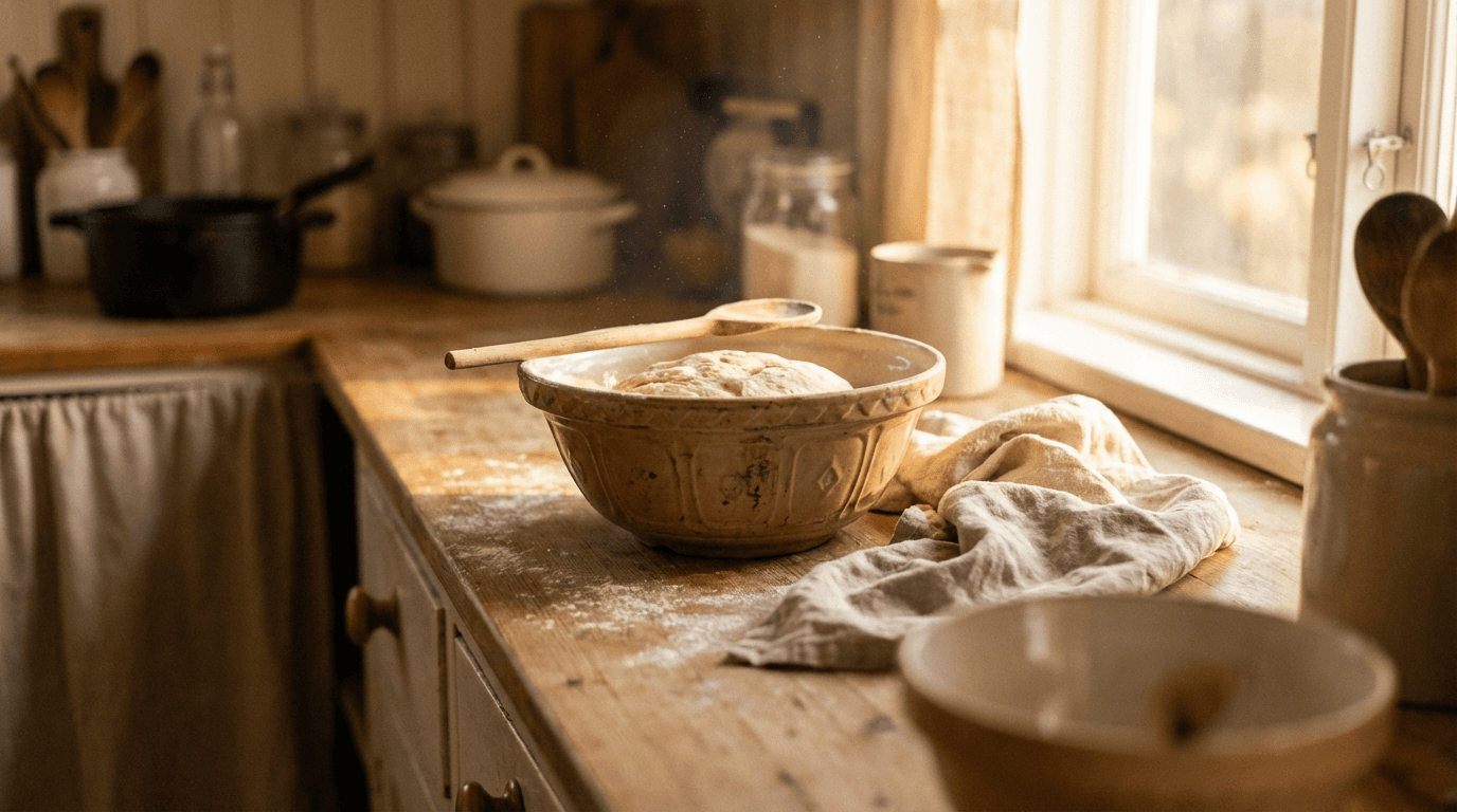 Pouring batter into cast iron skillet